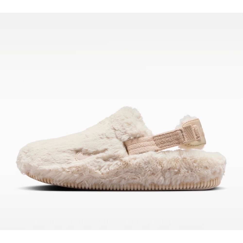 Cozy Nike Calm SE "Sanddrift Fur" Mules - Fuzzy Slip-On Slides Size 5 Cozy, Prep